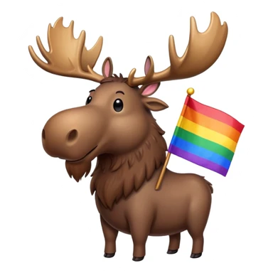 Moose holding a pride flag sticker