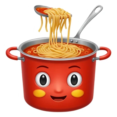 … a pot of pasta sauce being stirred with an emoji in it, not necessarily drowning but like swimming sticker