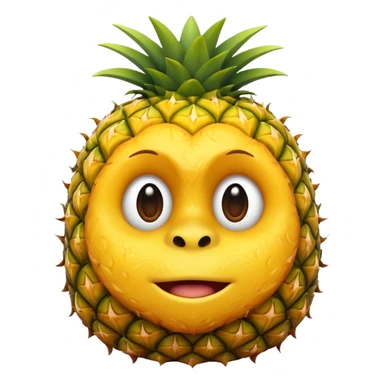 pineapple, emoji style, similar to orangutan face emoji style, subtle highlight sticker