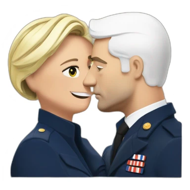 Marine Le Pen embrasse Macron sticker