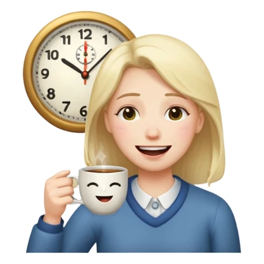 cry laugh with a clock and tea sticker