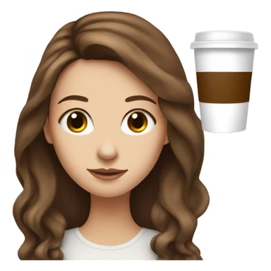 White girl with long brown hair with coffee  sticker