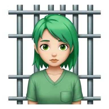 Girl with green hair in jail sticker