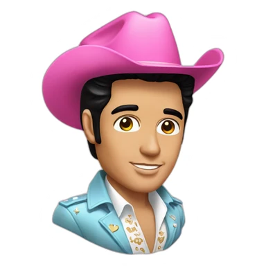 Elvis Presley with pink cowboy hat sticker