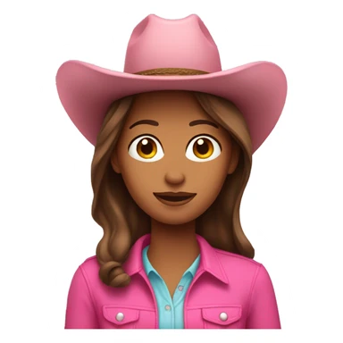 brown hair woman wearing pink cowboy hat  sticker