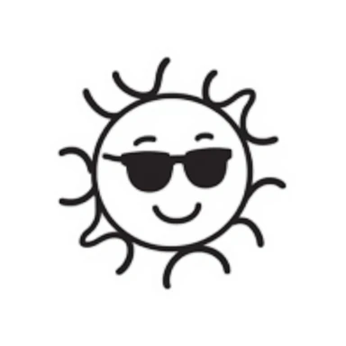 hand-drawn doodle of a smiling sun with rays sticker