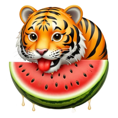 tiger eating watermelon sticker