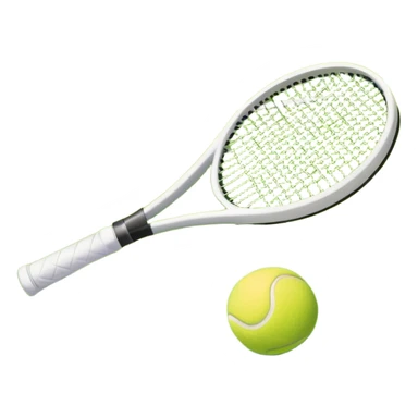 A tennis racket and ball positioned on a grass court, with the net and lines clearly visible in the background. The scene emphasizes the classic elements of the sport, capturing the energy and precision of a tennis match. sticker