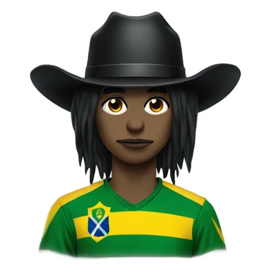 goth emo evil person wearing brazil soccer jersey and cowboy hat sticker