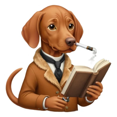 Vizsla reading a book and smoking a pipe sticker
