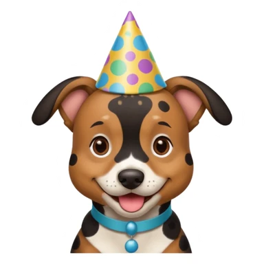 black and brown spotted dog at a birthday party sticker