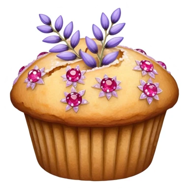 Lavender flower sprig muffin with berry and sugar crystals sticker