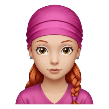 Create a girl with red hair and a satin hair durag with a pink shirt  sticker