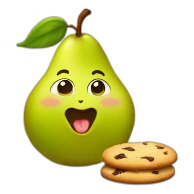 a pear eating cookies sticker
