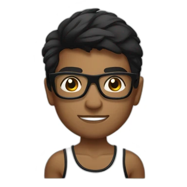 Boy Sri lankan MMA fighter with glases black and lisse hairwhit a boxer potition sticker