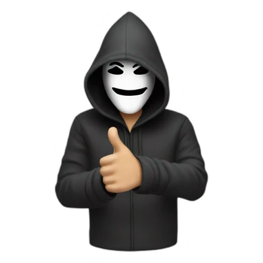 hooded guy wearing guy fawkes mask giving thumbs down sticker