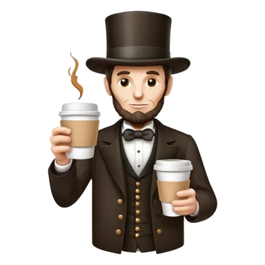 Abraham Lincoln with his hat, as a logo on a to-go coffee cup but he is a white male sticker