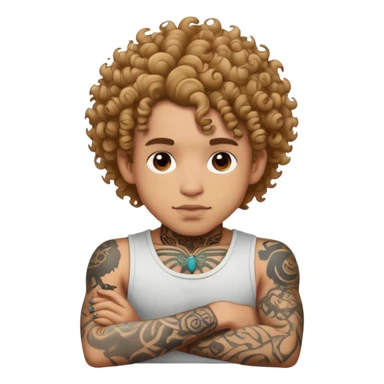 Curly head light skin boy with tattoos sticker