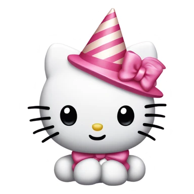 Pink hello kitty wearing a party hat sticker