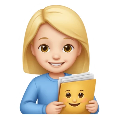 cute baby holding a contract, smiling, emoji style sticker
