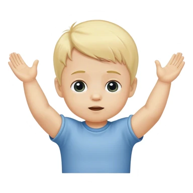 Blonde baby boy arms up wanting to be held sticker