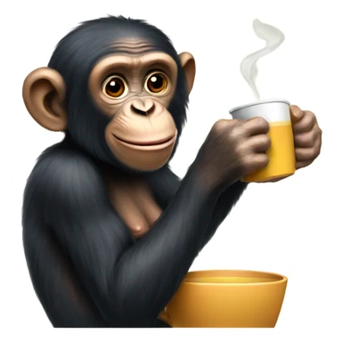 Female chimp drinking tea sticker
