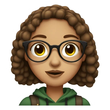 girl with glasses, green eyes, septum piercing and brown hair sticker