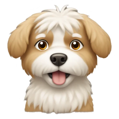 Nervous small tan and white fluffy dog.  sticker