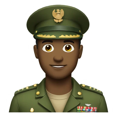 military man with green uniform and cap sticker