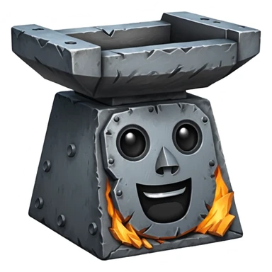 Iron anvil with face sticker