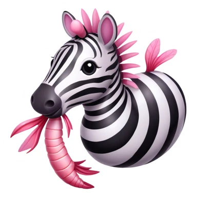 Zebra with a shrimp sticker