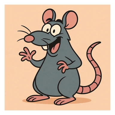 playful cartoon rat with simple background sticker