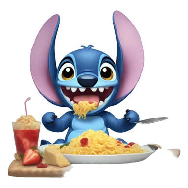 stitch comiendo lazaña sticker