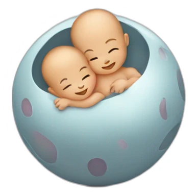 babies cuddle in ball sticker
