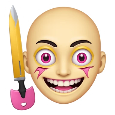 face with a wide slasher smile, pink and yellow eyes sticker