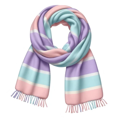 Realistic pastel horizontally thick-striped gradients winter scarf isolated. sticker