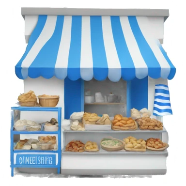 Greek street food shop with blue and white  sticker
