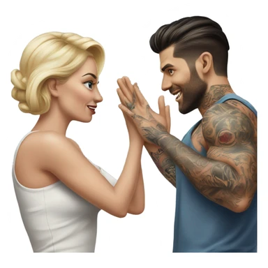 Hyper Realistic beautiful woman slapping a very handsome tattooed man sticker