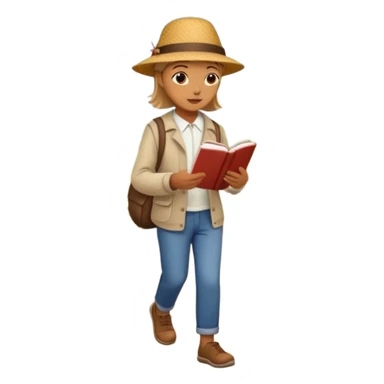 someone who's walking on a path and the person is reading a panel to learn about a flower sticker