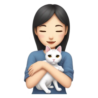 cat cuddles asain human girl sticker
