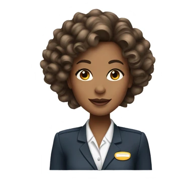 pretty brown flight attendant with long flowy curly brown hair and long eyelashes  sticker
