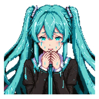 Hatsune Miku crying reaction with tears sticker