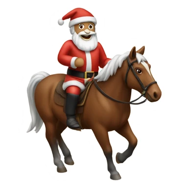 Santa riding a brown horse  sticker