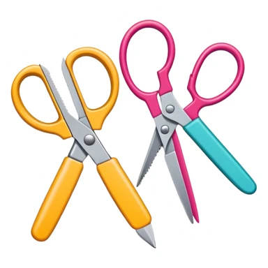 pair of scissors and cut paper shapes, fun and inviting sticker