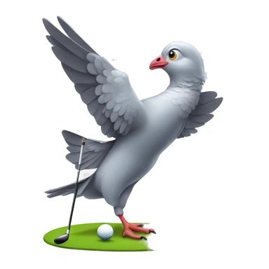 Pigeon playing golf sticker