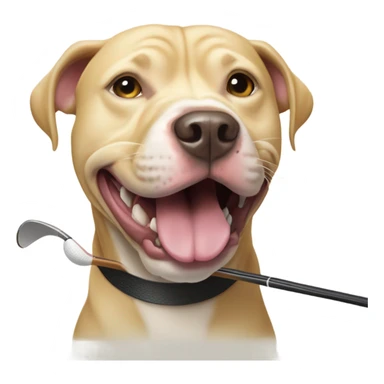 All blonde pitbull lab mix golfing sticker