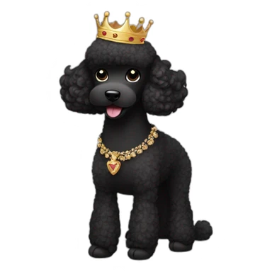 black poodle with crown sticker