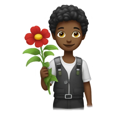 Un garçon noir qui tend une fleur  sticker