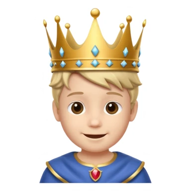 Royal Kid boy with fancy crown head 3d only face sticker