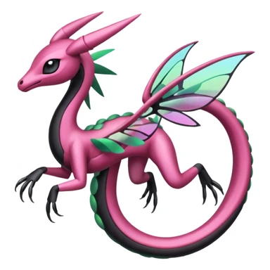Magenta, black and white Meloetta-Flygon-Gorebyss-Salazzle-Pokémon-Fakémon-creature-fusion-hybrid sticker